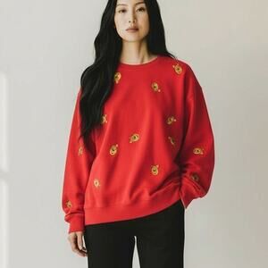 Vintage Disney Winnie the Pooh Embroidered Crew Neck Sweatshirt Top XL Red